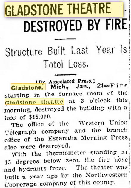Gladstone Theatre - 24 Jan 1922 Destroyed By Fire (newer photo)